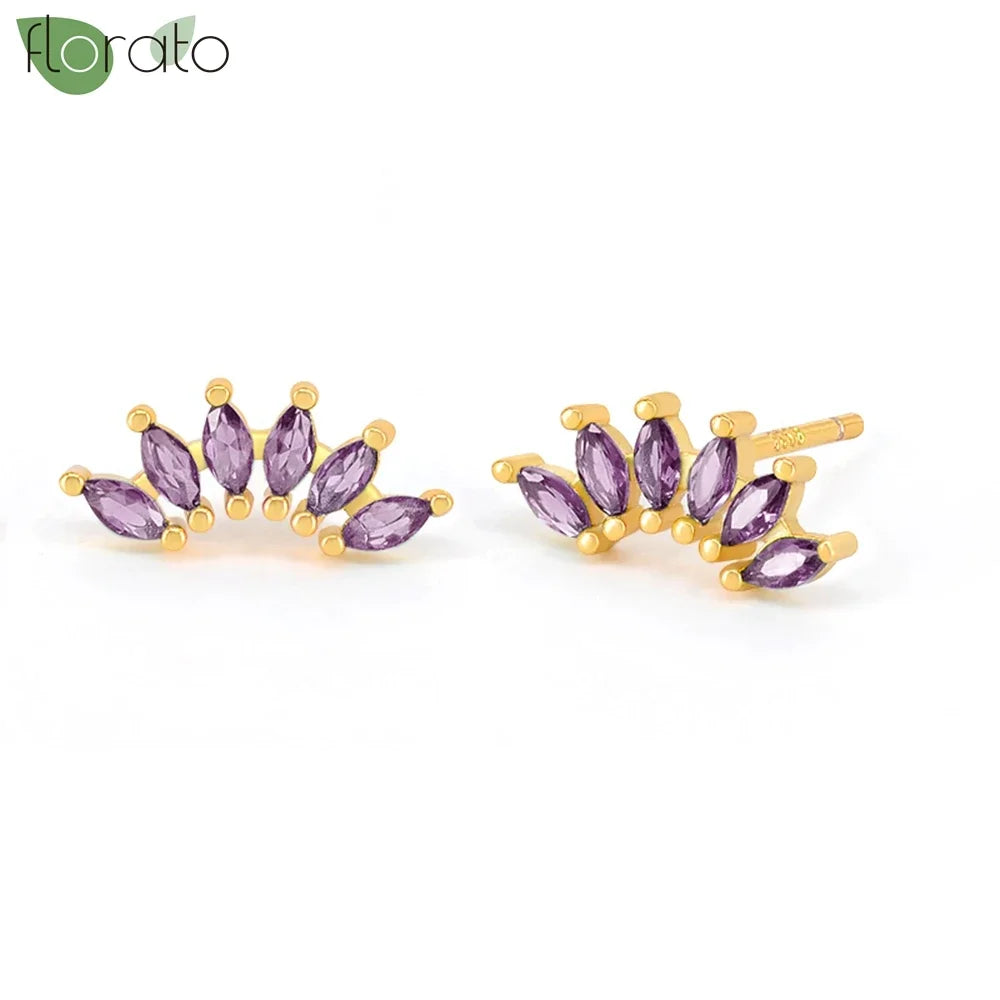 925 Sterling Silver Needle Premium Amethyst Pendant Hoop Earrings for Women Fashion Heart Earrings Wedding Luxury Jewelry Gifts