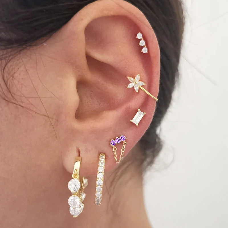 925 Sterling Silver Needle Premium Amethyst Pendant Hoop Earrings for Women Fashion Heart Earrings Wedding Luxury Jewelry Gifts