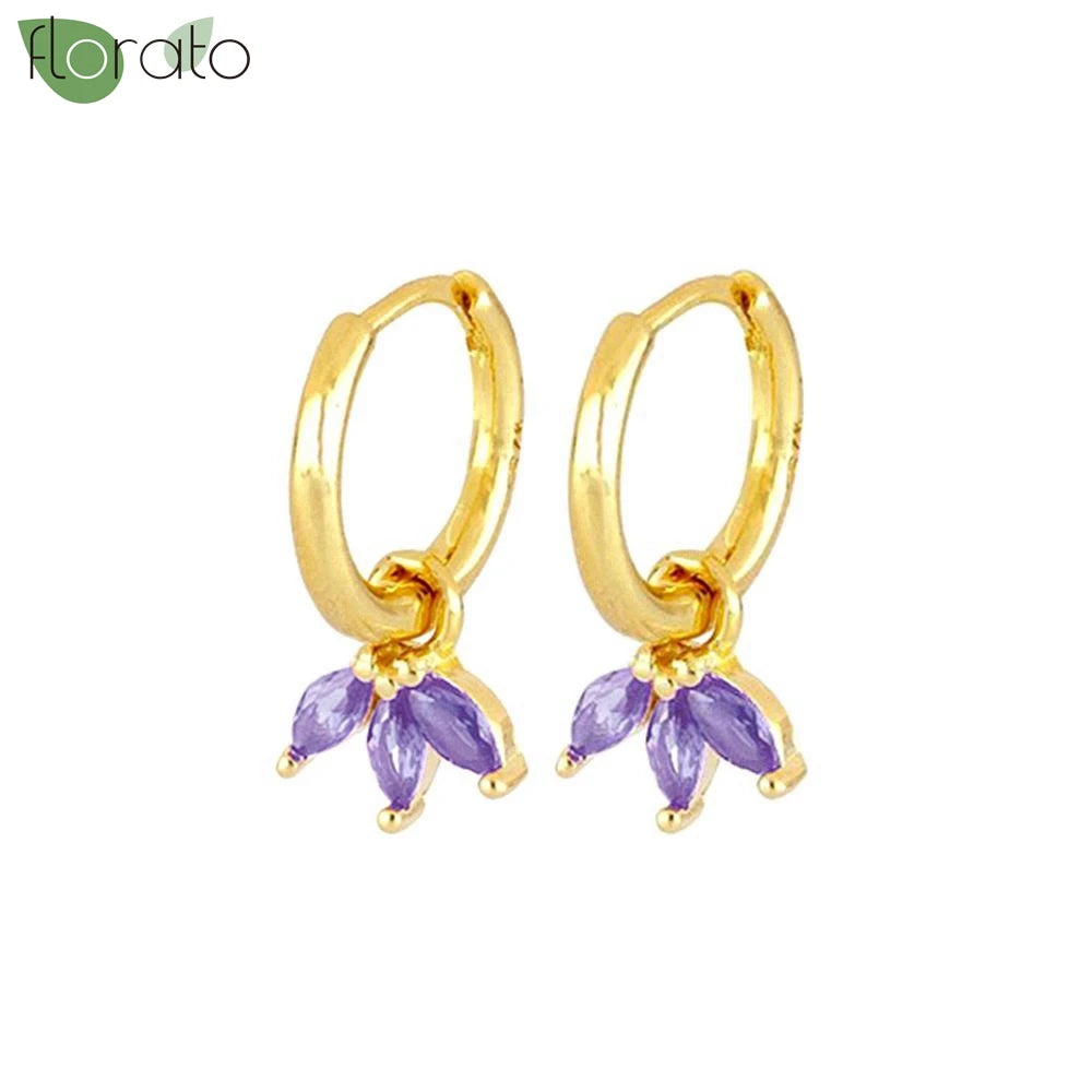 925 Sterling Silver Needle Premium Amethyst Pendant Hoop Earrings for Women Fashion Heart Earrings Wedding Luxury Jewelry Gifts