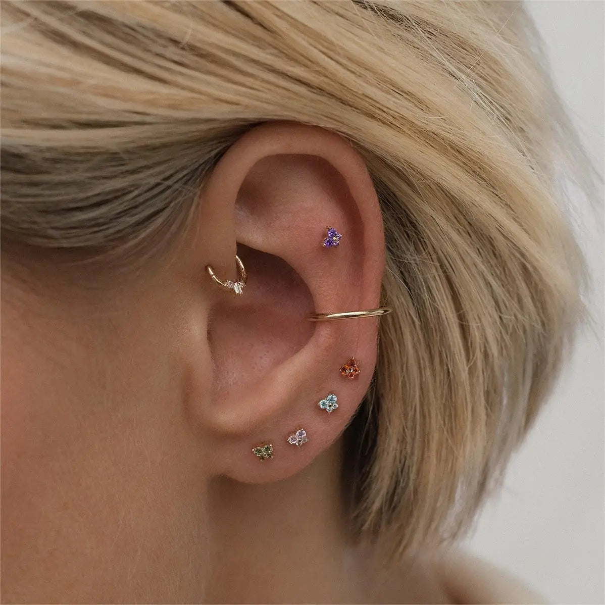 1PC Stainless Steel Birthstone Mini Stud Earrings 12 Constellation Cartilage Butterfly Earring Hypoallergen Piercing Jewelry