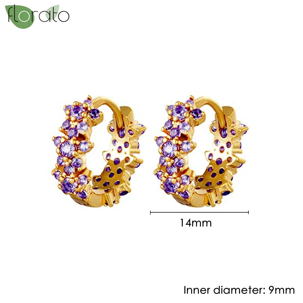 925 Sterling Silver Needle Premium Amethyst Pendant Hoop Earrings for Women Fashion Heart Earrings Wedding Luxury Jewelry Gifts