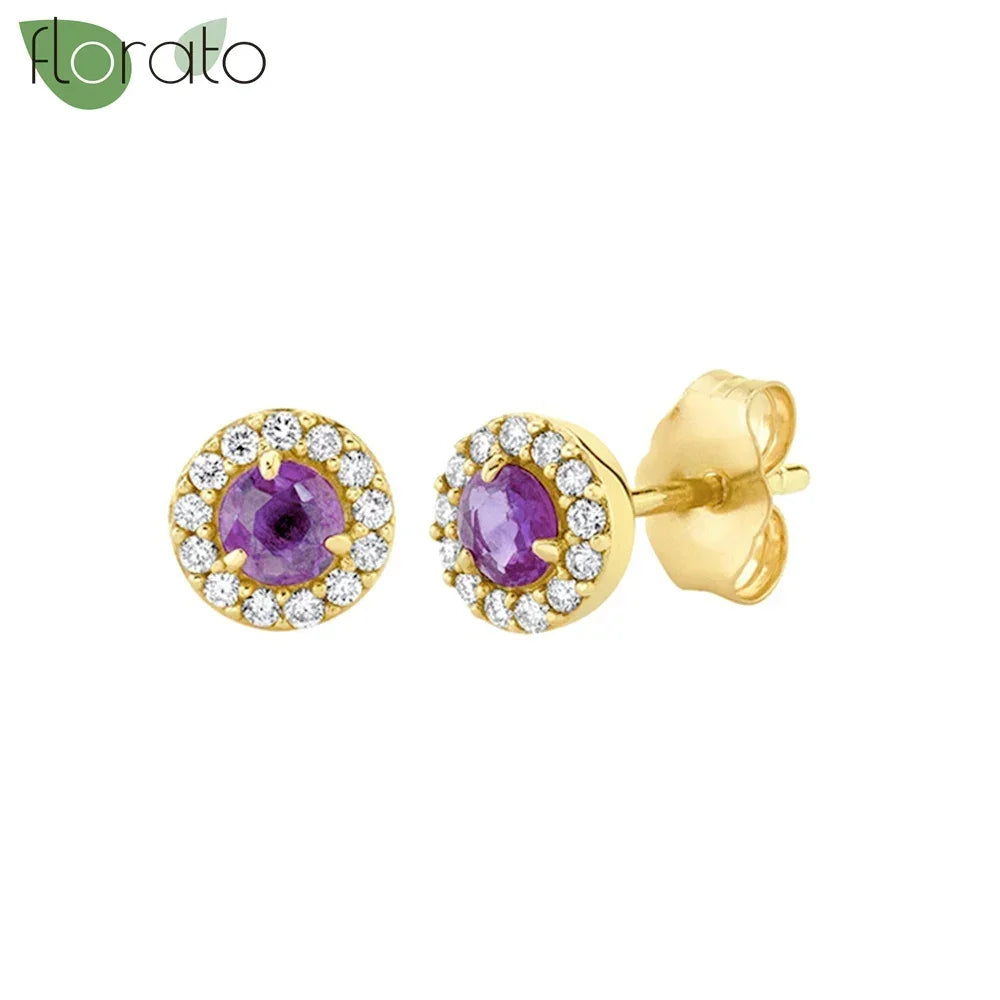 925 Sterling Silver Needle Premium Amethyst Pendant Hoop Earrings for Women Fashion Heart Earrings Wedding Luxury Jewelry Gifts