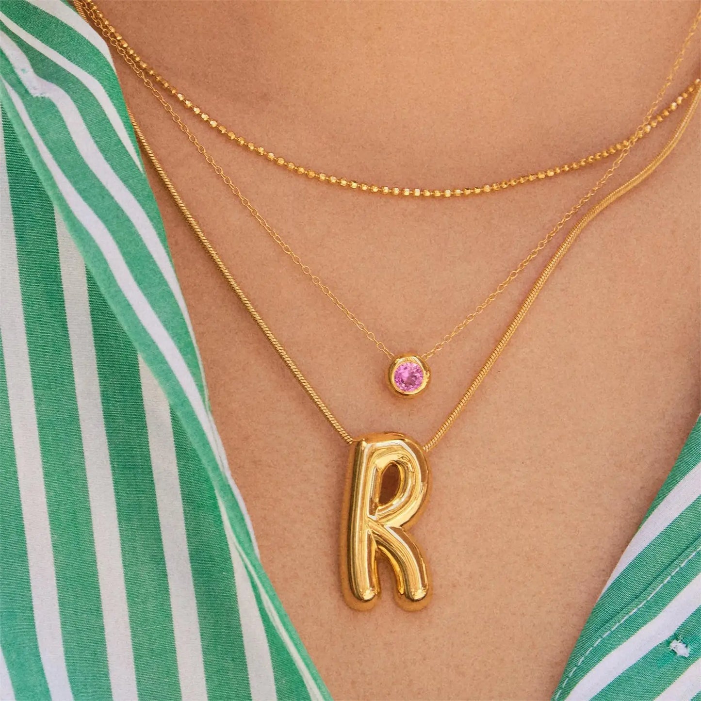 CARLIDANA Best Sell Round Zirconia Stainless Steel 12 Month Crystal Birthstone Pendant Gold Color Necklace For Women Jewelry