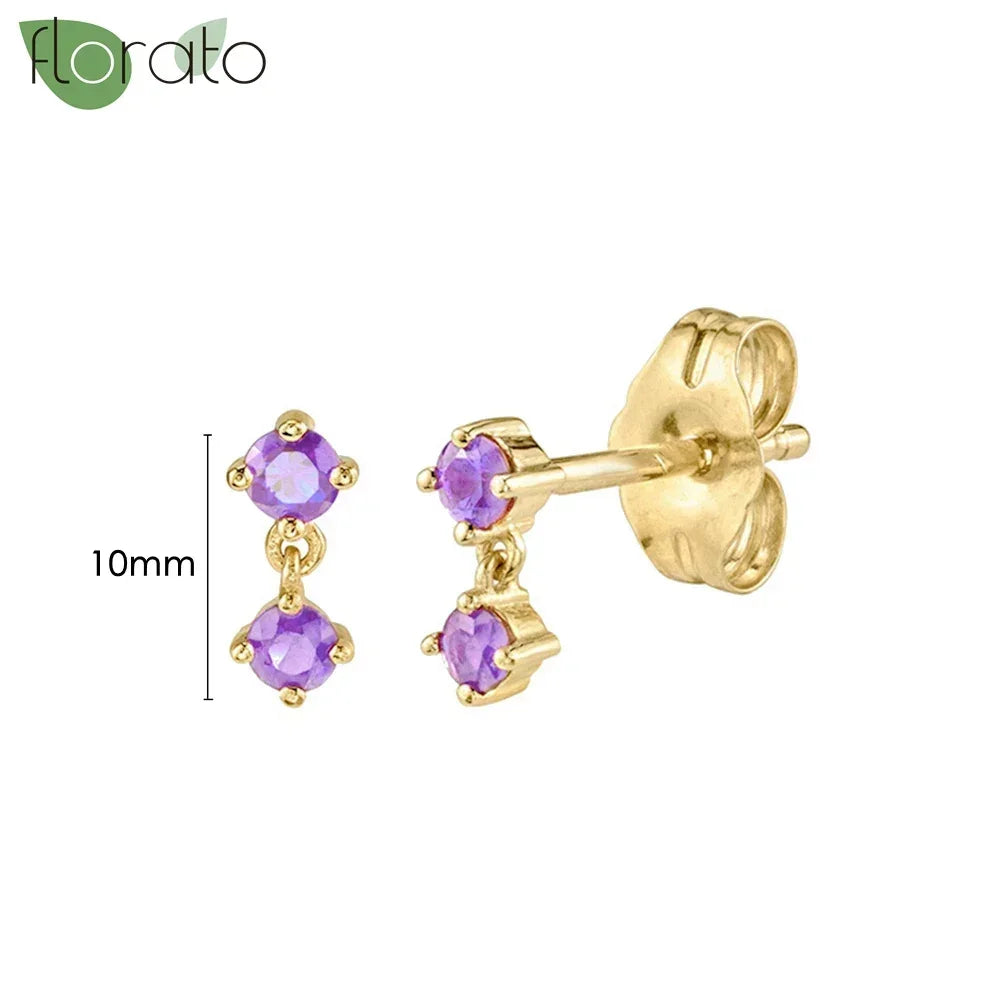 925 Sterling Silver Needle Premium Amethyst Pendant Hoop Earrings for Women Fashion Heart Earrings Wedding Luxury Jewelry Gifts