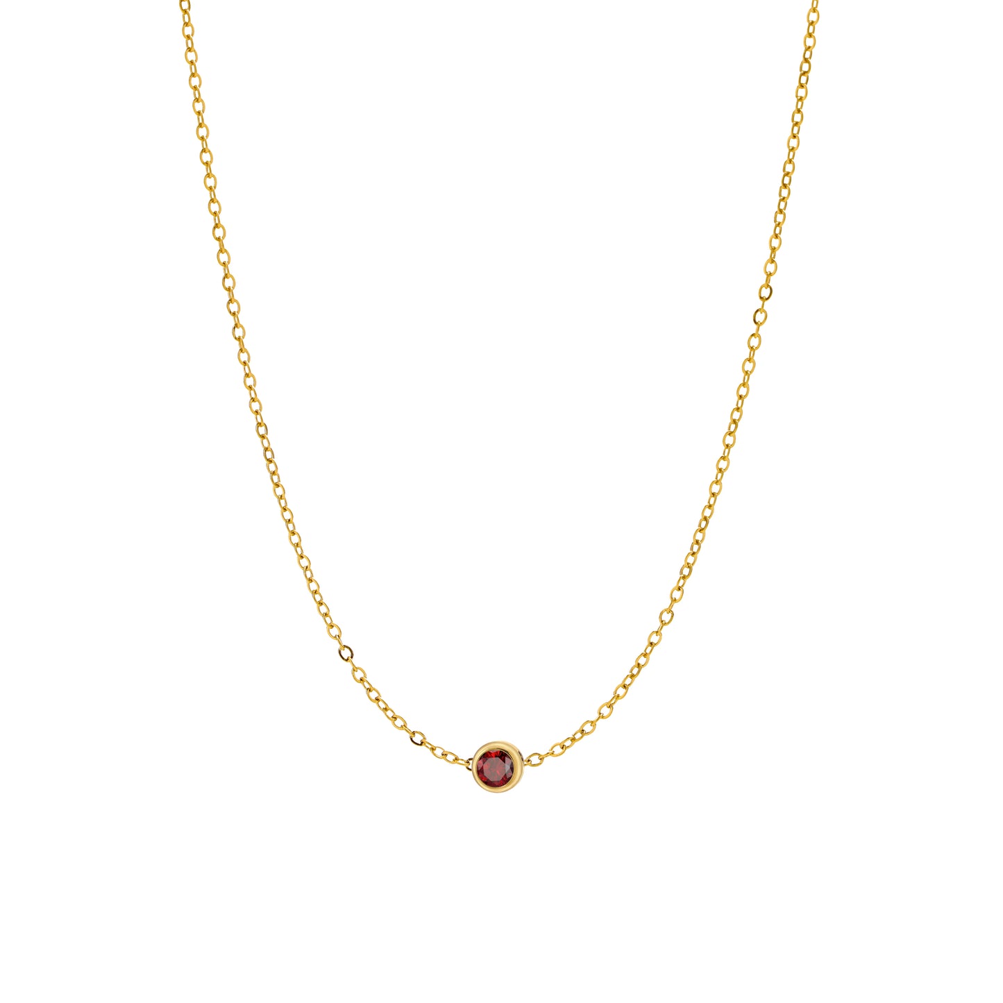 CARLIDANA Best Sell Round Zirconia Stainless Steel 12 Month Crystal Birthstone Pendant Gold Color Necklace For Women Jewelry