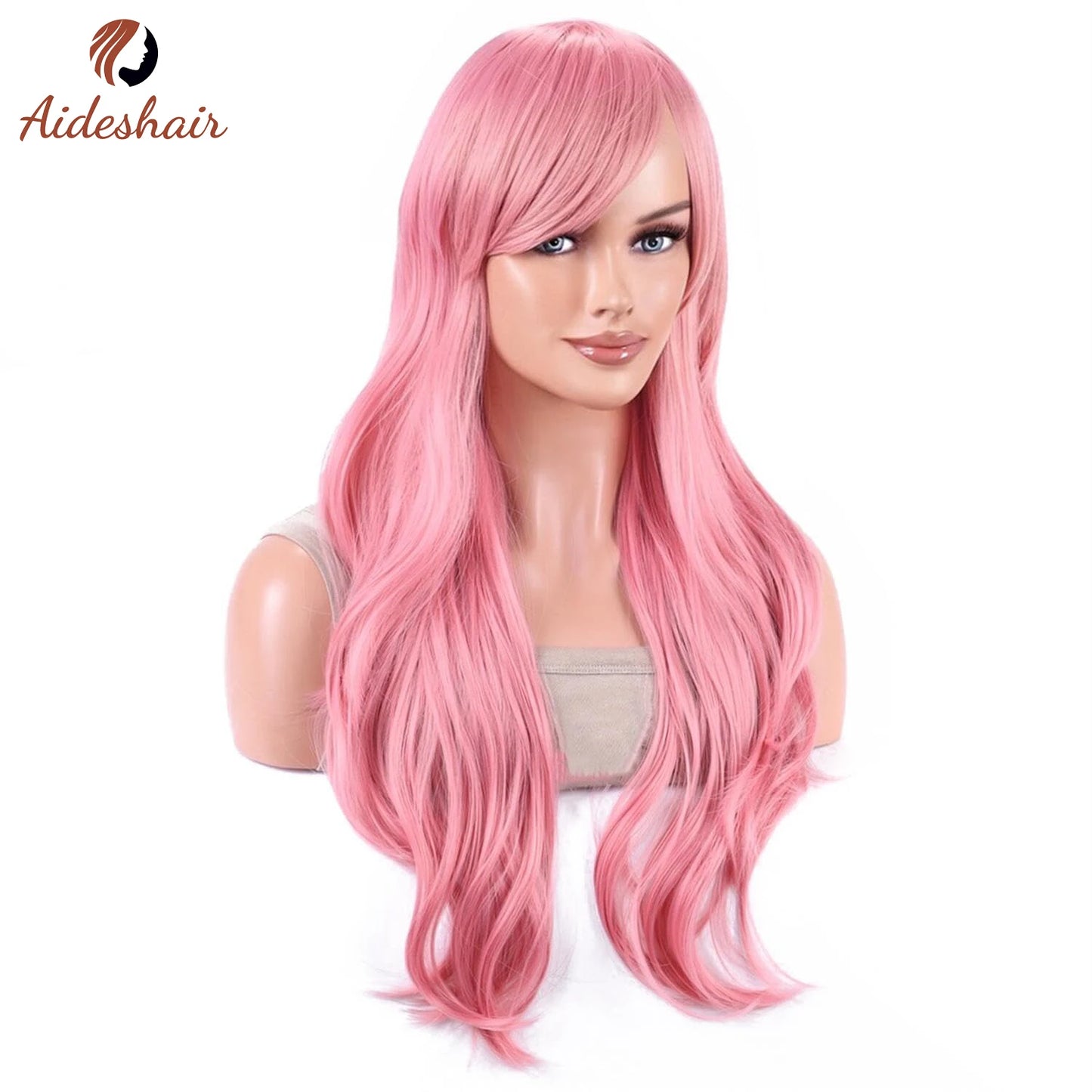 Aideshair synthetic wig  Fashion Wigs 28" 70cm Long Wavy Curly Hair Heat Resistant Wig Cosplay Wig For Women With Free Wig Cap