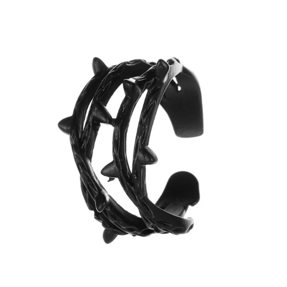 Trend Multi Layer Branch Cross Leaf Ring Women Simple Retro Black Open Resizable Finger Ring Anillo Acero Inoxidable Mujer Bague
