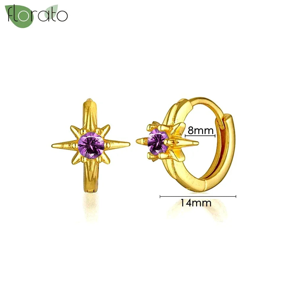 925 Sterling Silver Needle Premium Amethyst Pendant Hoop Earrings for Women Fashion Heart Earrings Wedding Luxury Jewelry Gifts