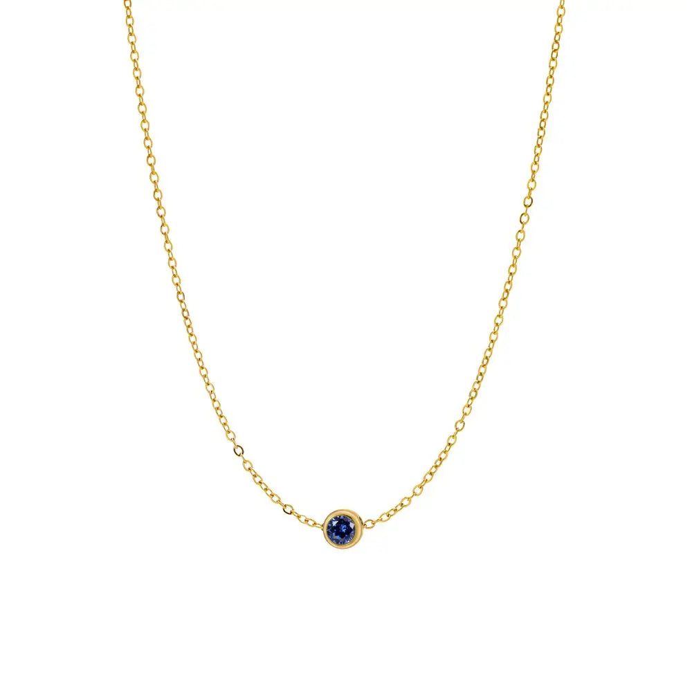 CARLIDANA Best Sell Round Zirconia Stainless Steel 12 Month Crystal Birthstone Pendant Gold Color Necklace For Women Jewelry