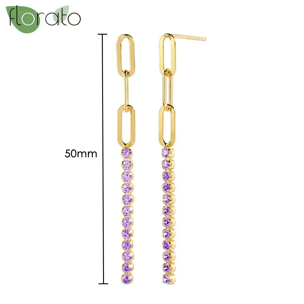 925 Sterling Silver Needle Premium Amethyst Pendant Hoop Earrings for Women Fashion Heart Earrings Wedding Luxury Jewelry Gifts