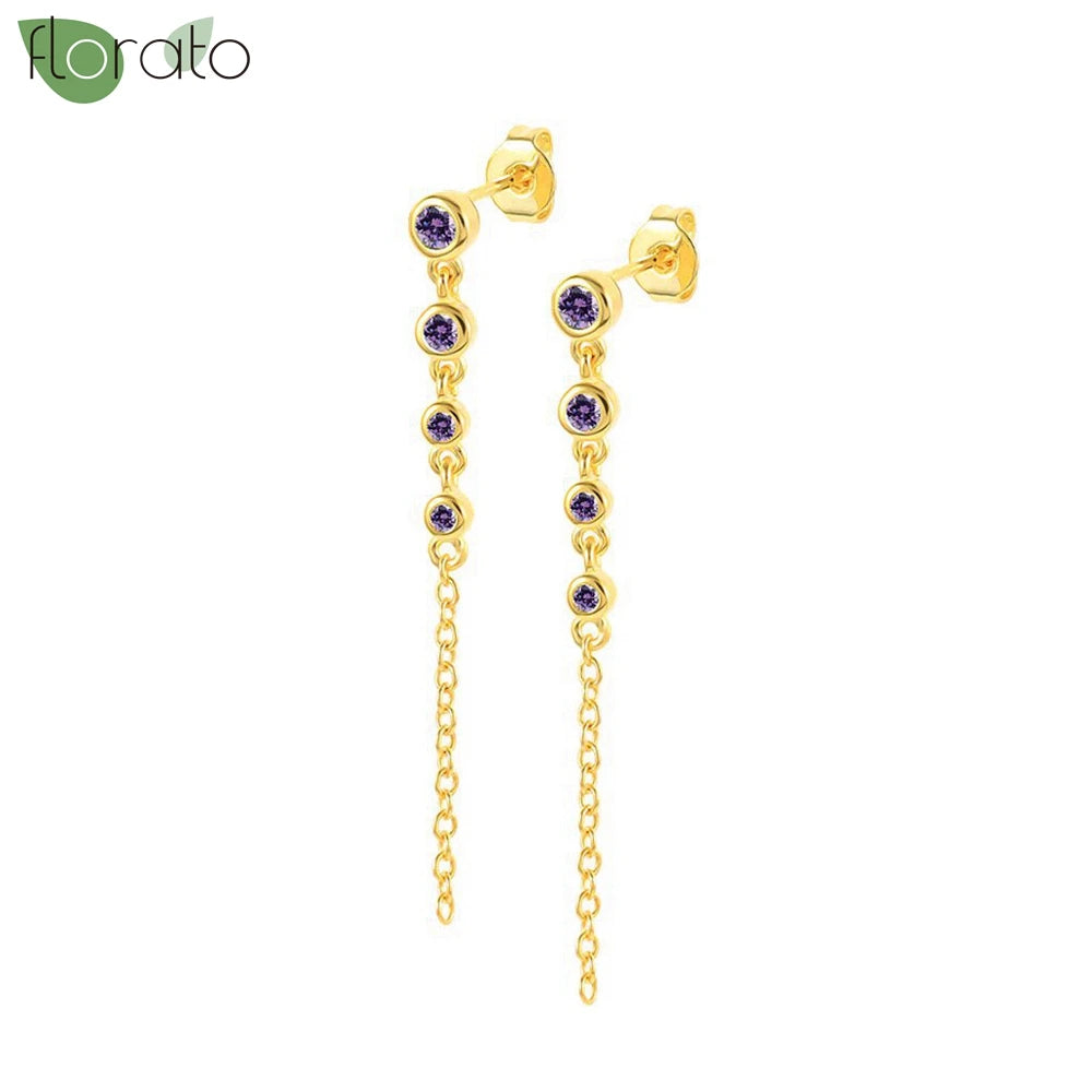 925 Sterling Silver Needle Premium Amethyst Pendant Hoop Earrings for Women Fashion Heart Earrings Wedding Luxury Jewelry Gifts