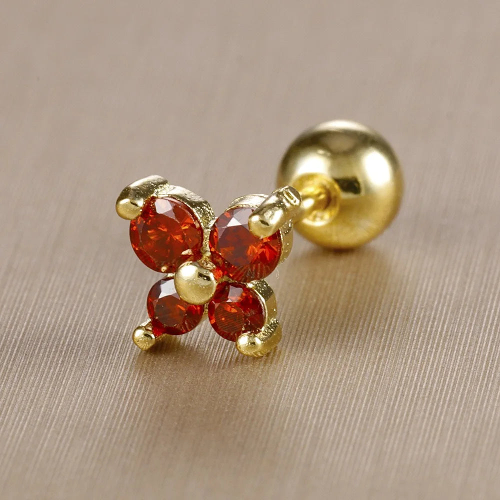 1PC Stainless Steel Birthstone Mini Stud Earrings 12 Constellation Cartilage Butterfly Earring Hypoallergen Piercing Jewelry