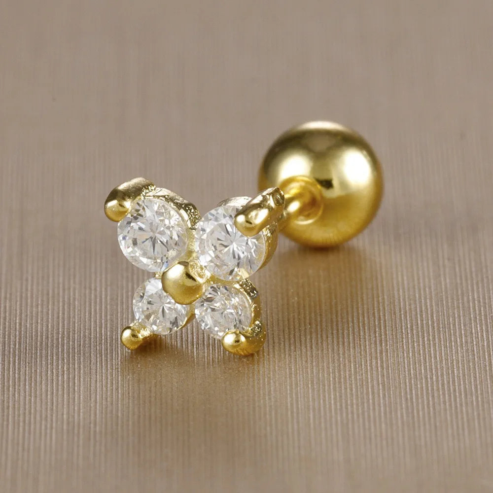 1PC Stainless Steel Birthstone Mini Stud Earrings 12 Constellation Cartilage Butterfly Earring Hypoallergen Piercing Jewelry