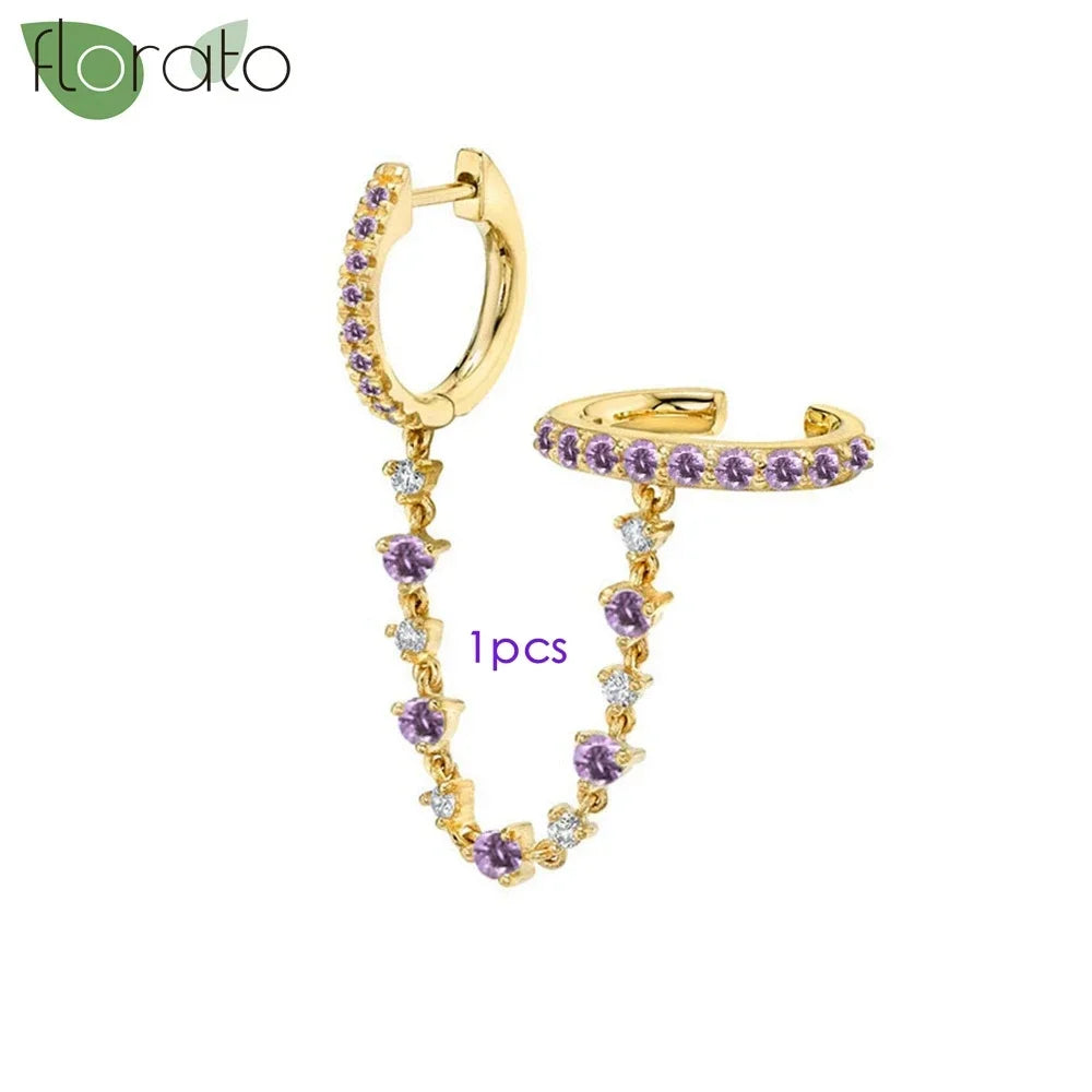 925 Sterling Silver Needle Premium Amethyst Pendant Hoop Earrings for Women Fashion Heart Earrings Wedding Luxury Jewelry Gifts