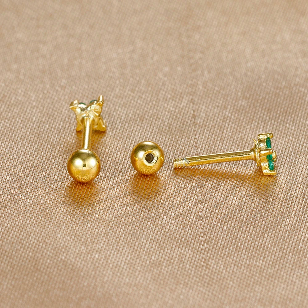 1PC Stainless Steel Birthstone Mini Stud Earrings 12 Constellation Cartilage Butterfly Earring Hypoallergen Piercing Jewelry