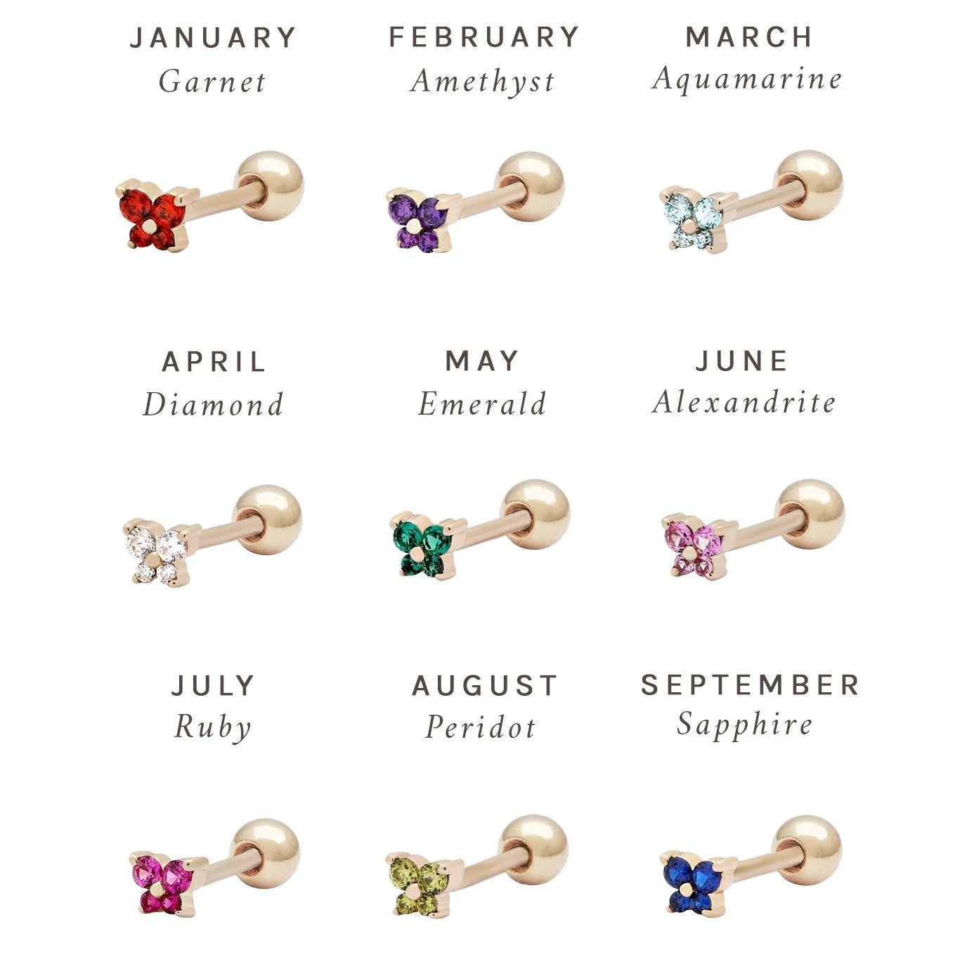 1PC Stainless Steel Birthstone Mini Stud Earrings 12 Constellation Cartilage Butterfly Earring Hypoallergen Piercing Jewelry