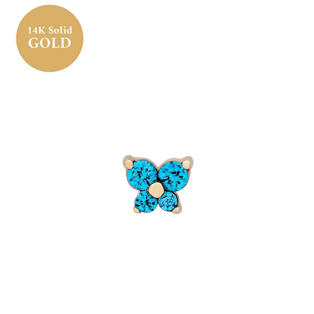 1PC Stainless Steel Birthstone Mini Stud Earrings 12 Constellation Cartilage Butterfly Earring Hypoallergen Piercing Jewelry