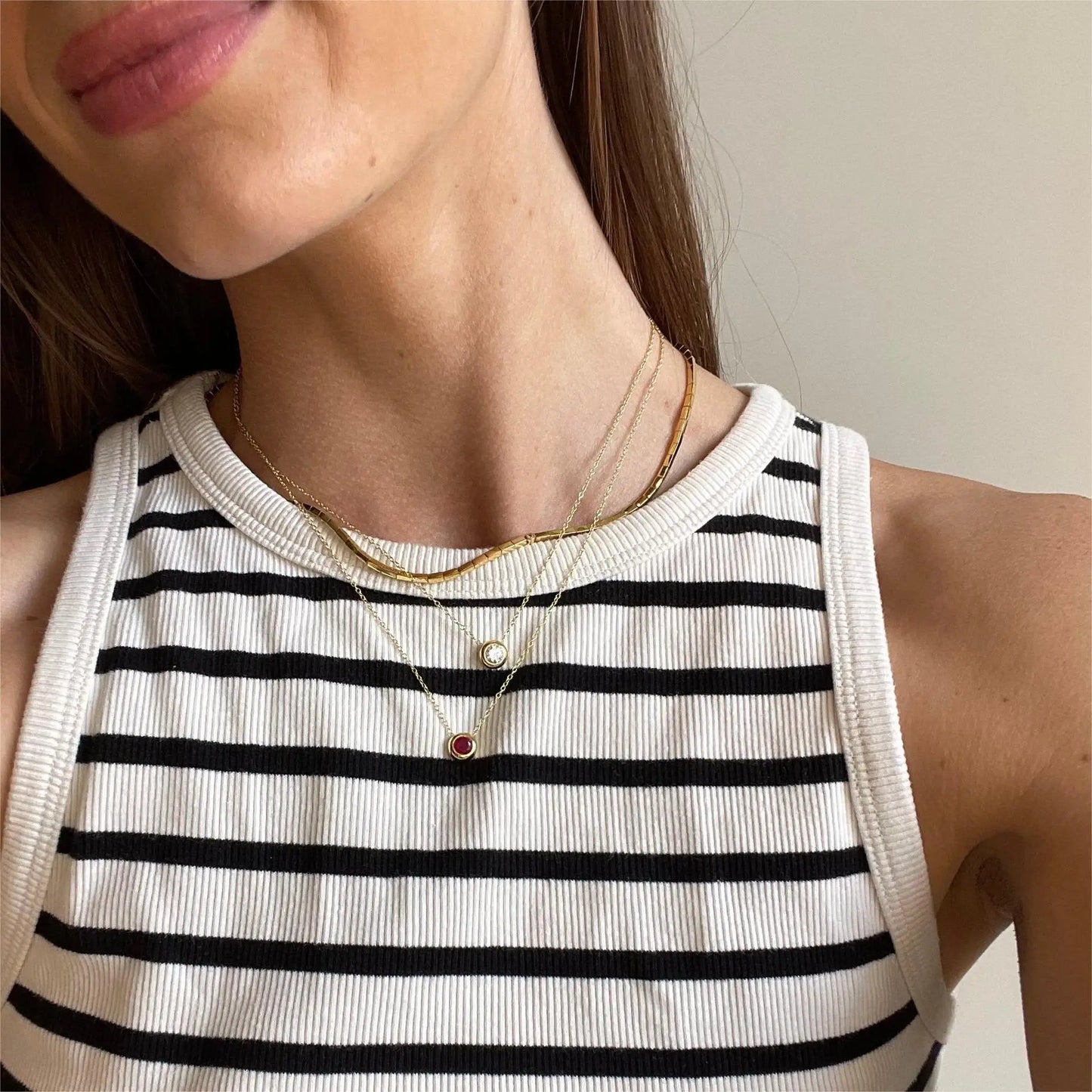 CARLIDANA Best Sell Round Zirconia Stainless Steel 12 Month Crystal Birthstone Pendant Gold Color Necklace For Women Jewelry