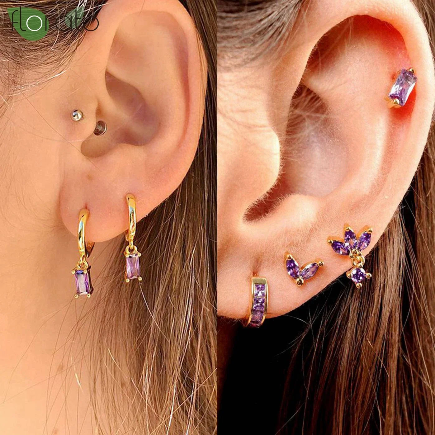 925 Sterling Silver Needle Premium Amethyst Pendant Hoop Earrings for Women Fashion Heart Earrings Wedding Luxury Jewelry Gifts