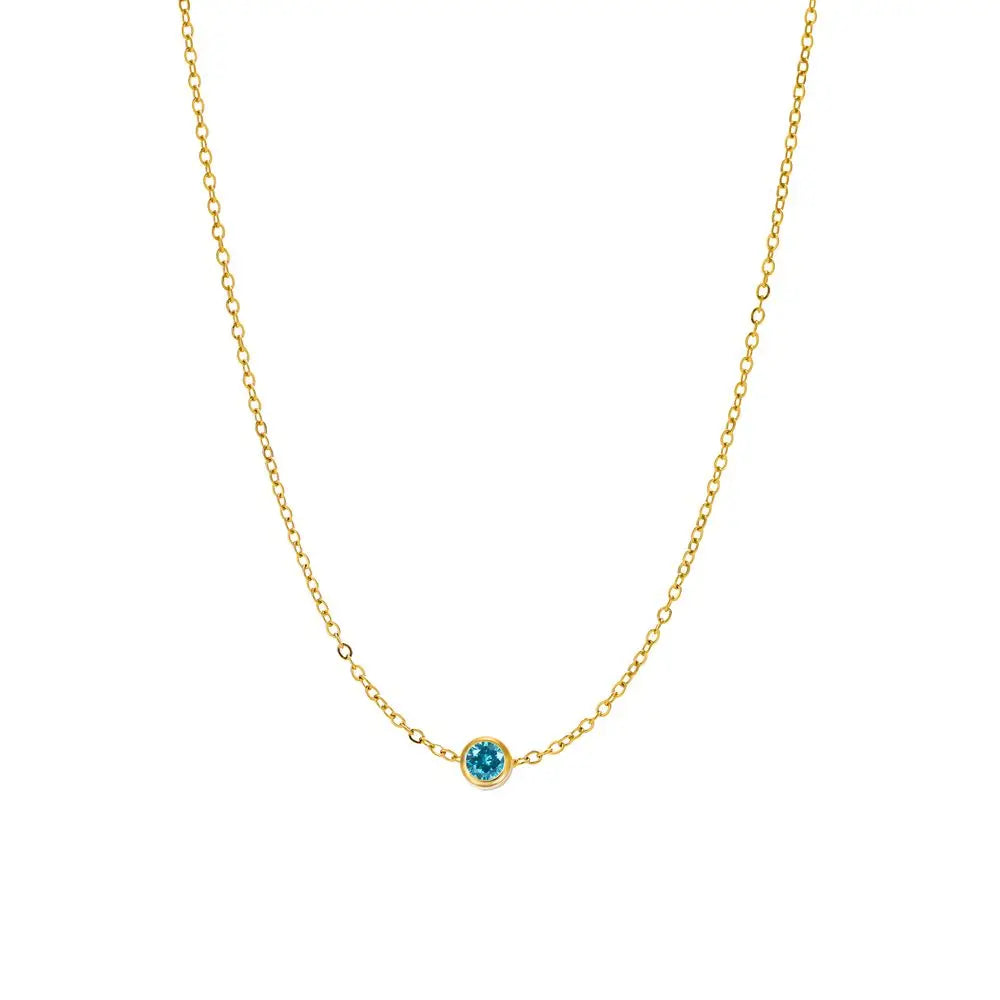 CARLIDANA Best Sell Round Zirconia Stainless Steel 12 Month Crystal Birthstone Pendant Gold Color Necklace For Women Jewelry