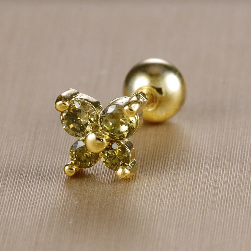 1PC Stainless Steel Birthstone Mini Stud Earrings 12 Constellation Cartilage Butterfly Earring Hypoallergen Piercing Jewelry