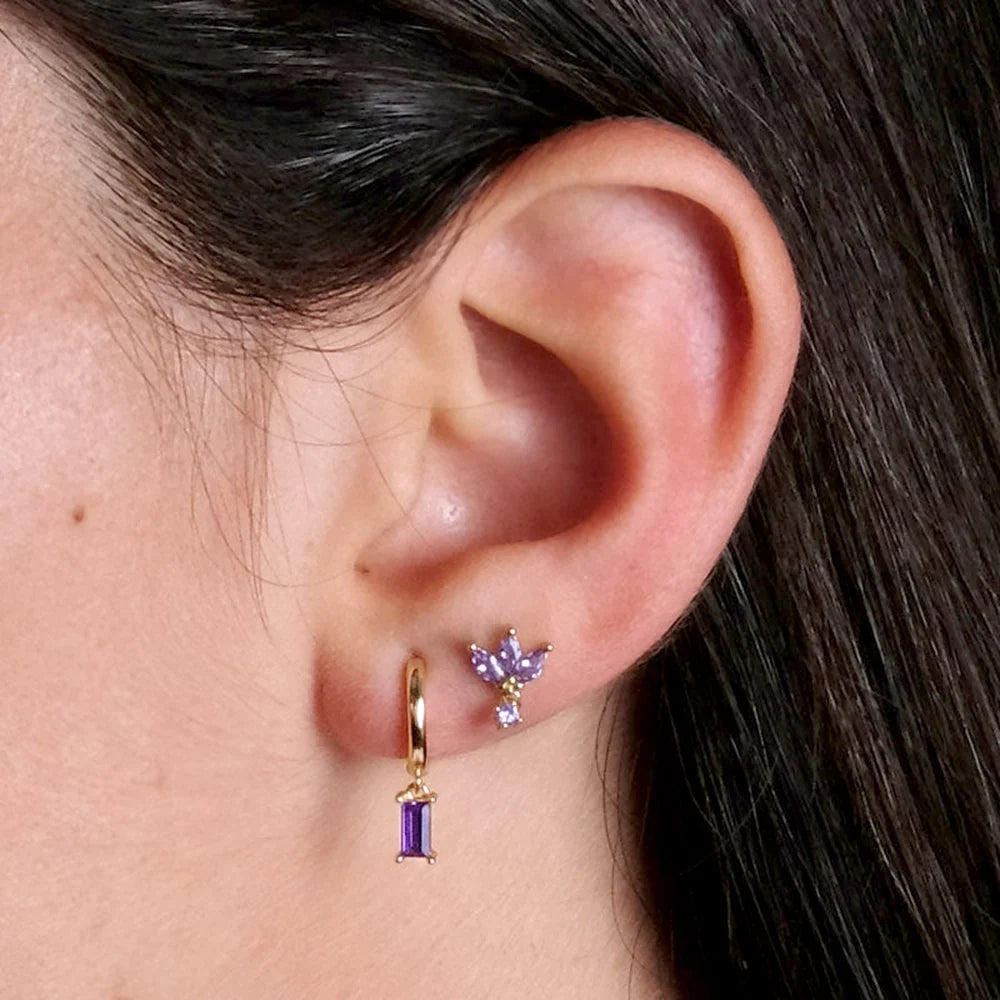 925 Sterling Silver Needle Premium Amethyst Pendant Hoop Earrings for Women Fashion Heart Earrings Wedding Luxury Jewelry Gifts