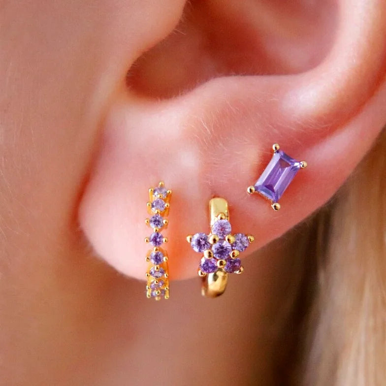 925 Sterling Silver Needle Premium Amethyst Pendant Hoop Earrings for Women Fashion Heart Earrings Wedding Luxury Jewelry Gifts