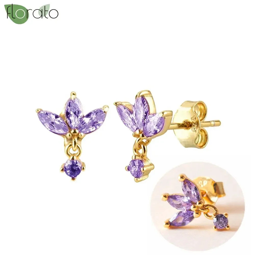 925 Sterling Silver Needle Premium Amethyst Pendant Hoop Earrings for Women Fashion Heart Earrings Wedding Luxury Jewelry Gifts