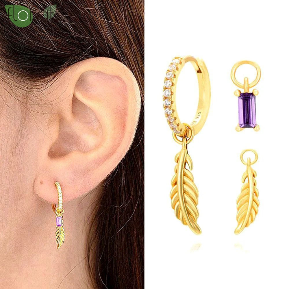 925 Sterling Silver Needle Premium Amethyst Pendant Hoop Earrings for Women Fashion Heart Earrings Wedding Luxury Jewelry Gifts