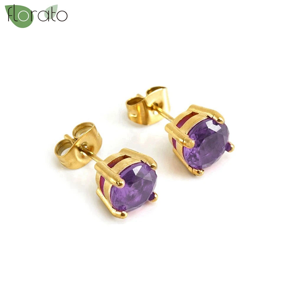 925 Sterling Silver Needle Premium Amethyst Pendant Hoop Earrings for Women Fashion Heart Earrings Wedding Luxury Jewelry Gifts