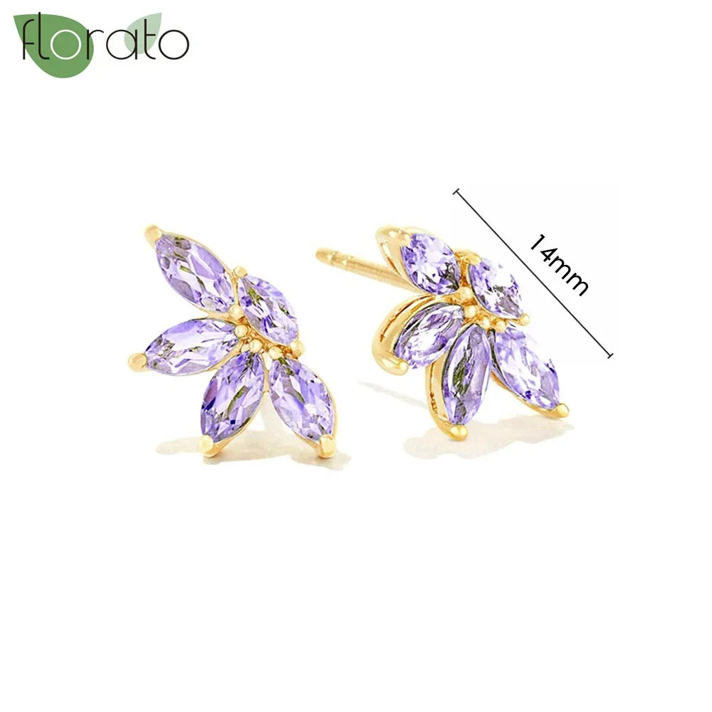 925 Sterling Silver Needle Premium Amethyst Pendant Hoop Earrings for Women Fashion Heart Earrings Wedding Luxury Jewelry Gifts